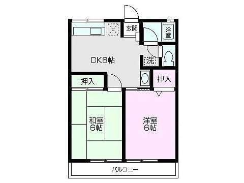 シティハイムKA(2DK/2階)の間取り写真