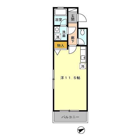 メイプルヒルズ(ワンルーム/2階)の間取り写真