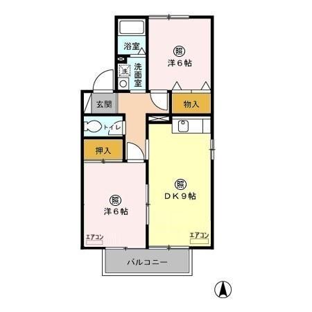 クロワール Ⅲ(2DK/2階)の間取り写真