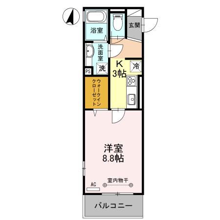 エミネンスⅢ(1K/3階)の間取り写真