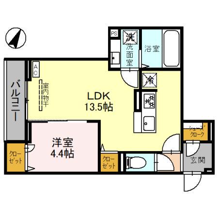 D-SERENO上福岡(1LDK/3階)の間取り写真