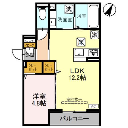 D-SERENO上福岡(1LDK/1階)の間取り写真