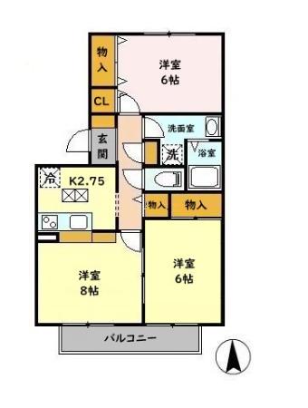 コートエスペランサー E(3K/2階)の間取り写真