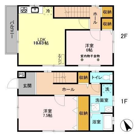 東武鉄道東上線 みずほ台駅 徒歩5分 2階建 築12年(2LDK)の間取り写真