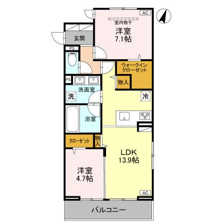 KOAひばりヶ丘(2LDK/3階)の間取り写真