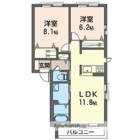 シャーメゾン・エノモトⅡ(2LDK/2階)の間取り写真