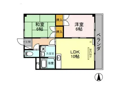 大幸マンション(2LDK/3階)の間取り写真