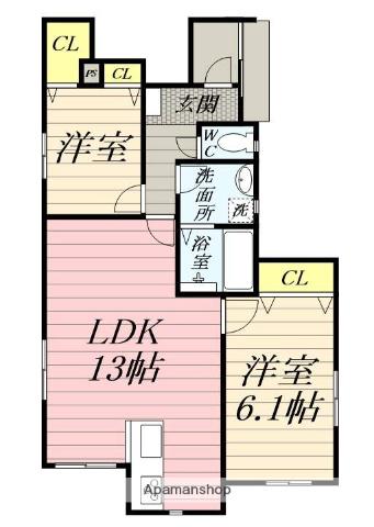 AISANCE谷中(2LDK/1階)の間取り写真