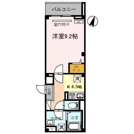 タチェット三郷中央(1K/3階)の間取り写真