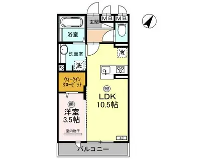 ロイジェントパークスレイクタウンF(1LDK/2階)の間取り写真