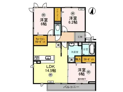 ロイジェントパークスレイクタウンⅡ C(3LDK/2階)の間取り写真