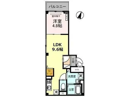 タチェット三郷中央(1LDK/2階)の間取り写真
