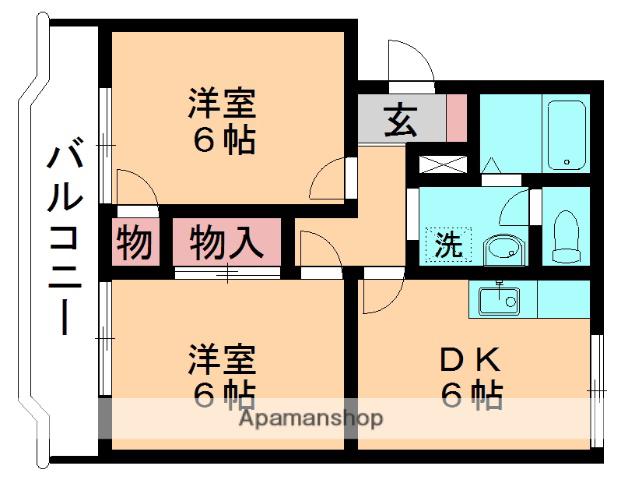 シャイン城の下(2DK/1階)の間取り写真