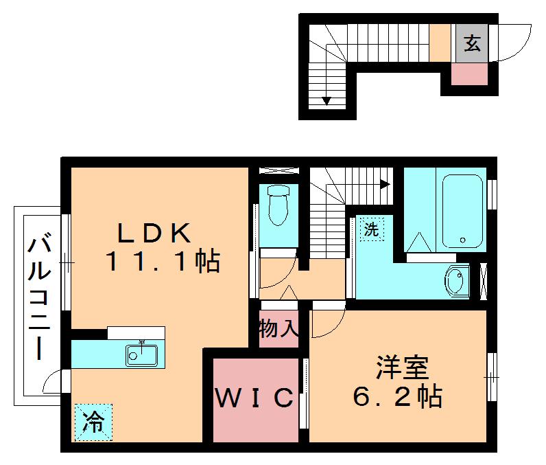 シルクガーデン(1LDK/2階)の間取り写真