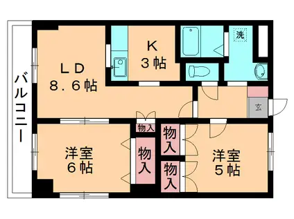 シャイニングIN青葉Ⅱ(2LDK/1階)の間取り写真