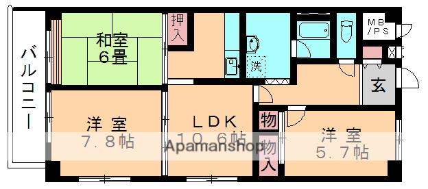 ハイラーク千葉(3LDK/4階)の間取り写真