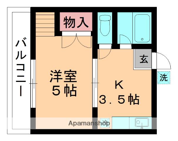 シティーハイムオークツリー(1K/2階)の間取り写真