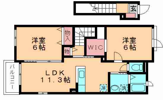 エトワールD(2LDK/2階)の間取り写真