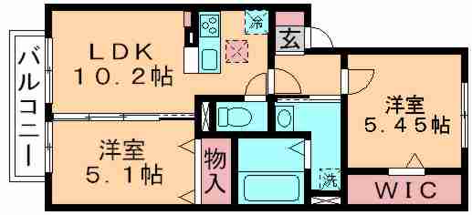 バードネイチャー A棟(2LDK/2階)の間取り写真