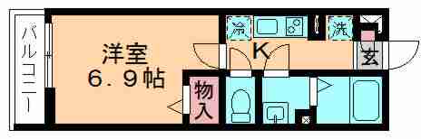 リブリ・キャメリア 桂(1K/1階)の間取り写真