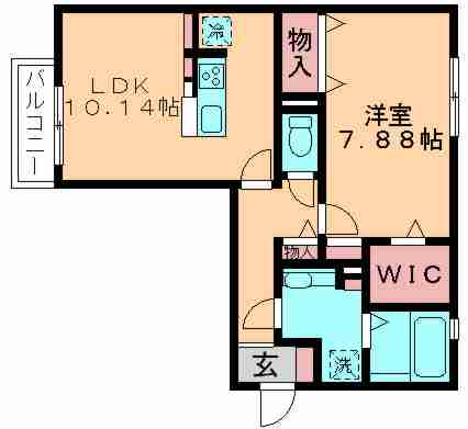 サンハイツカサハラ(1LDK/2階)の間取り写真