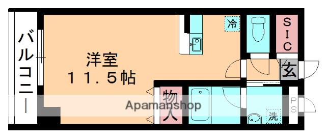 グレンディール都賀(ワンルーム/1階)の間取り写真