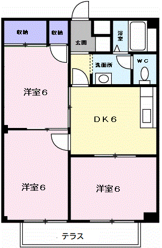シティハイツトーコーⅡ(3DK/1階)の間取り写真