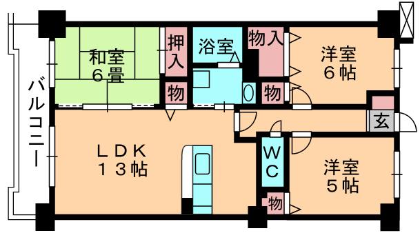 ヒロ末広(3LDK/7階)の間取り写真