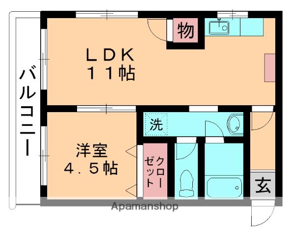 プラザ高品(1LDK/1階)の間取り写真