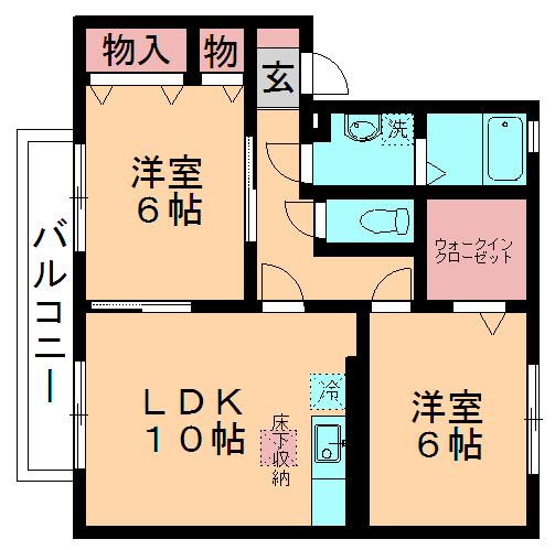 ピュア雅(2LDK/2階)の間取り写真