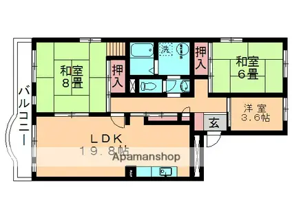 みつわ台クレストマンション(3LDK/4階)の間取り写真