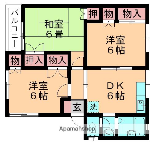 パティオ・Y2(3DK/2階)の間取り写真