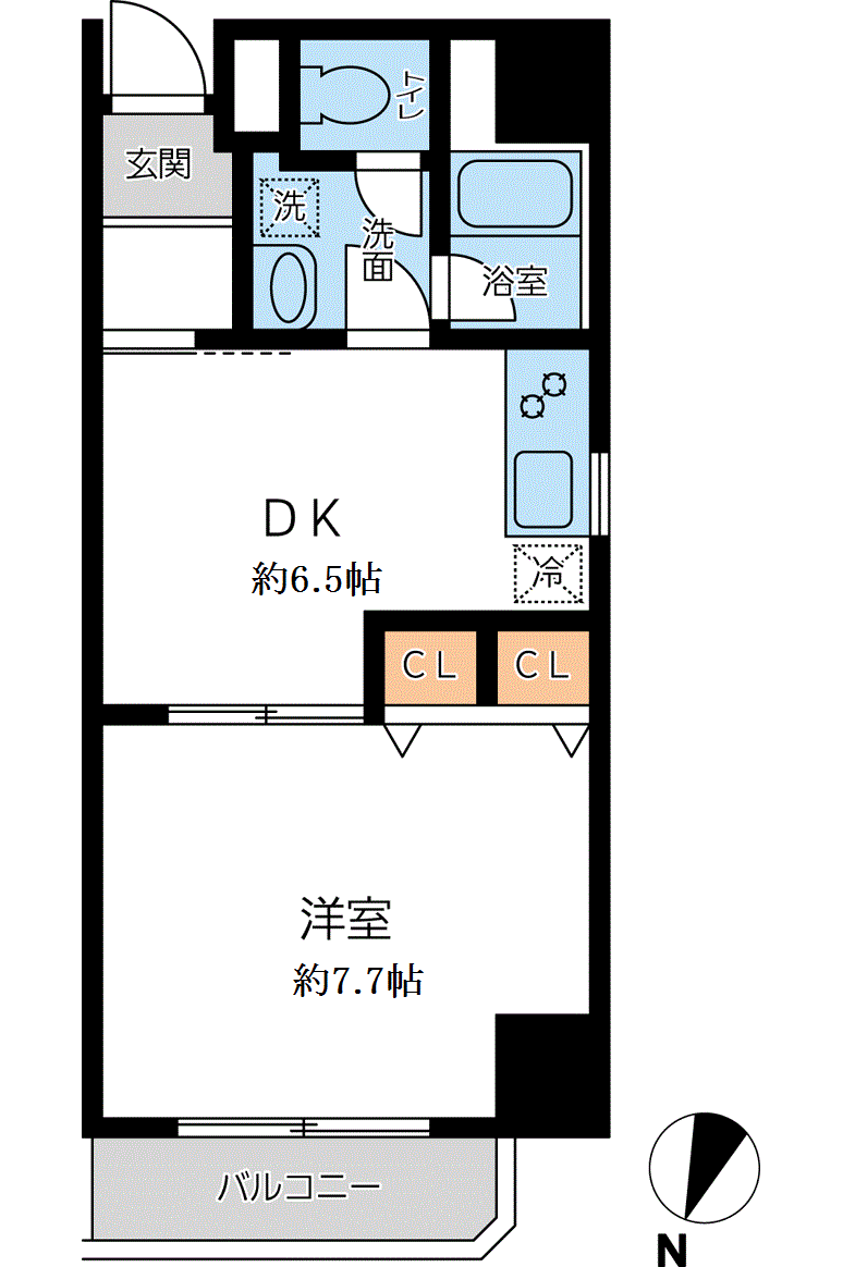 オーキッドレジデンス千葉中央(1DK/2階)の間取り写真