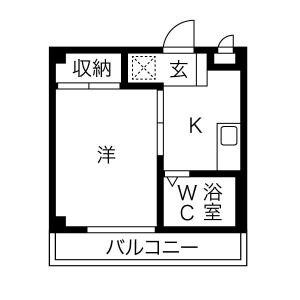 第1プランタン都賀(1K/3階)の間取り写真