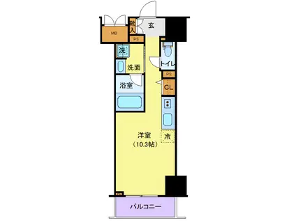 ロイジェントパークス千葉中央(ワンルーム/12階)の間取り写真