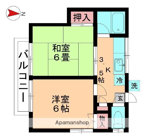 ファミール酒井(2K/1階)の間取り写真