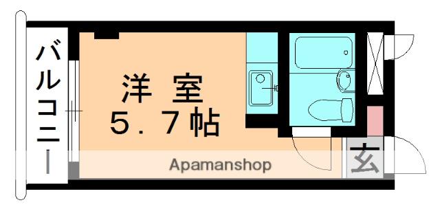 総武本線 千葉駅 徒歩6分 4階建 築52年(ワンルーム/1階)の間取り写真