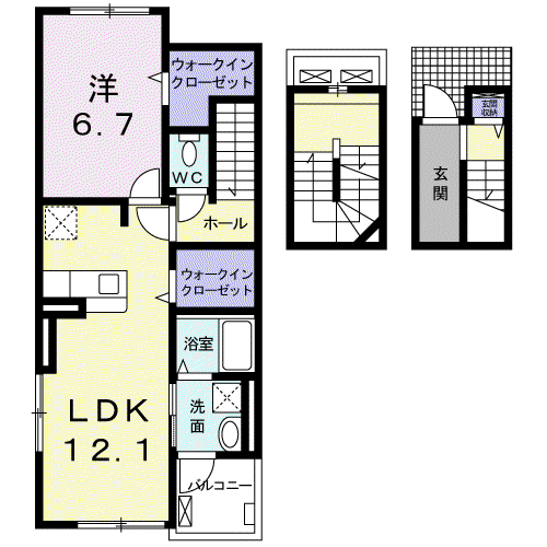 マーヴェラス末広 Ⅲ(1LDK/3階)の間取り写真