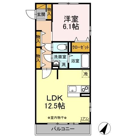 レジデンスデュオ(1LDK/2階)の間取り写真