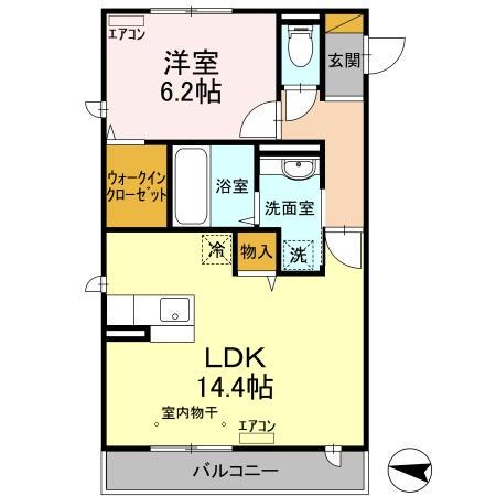 PARK HILLS MIYAKO G(1LDK/2階)の間取り写真