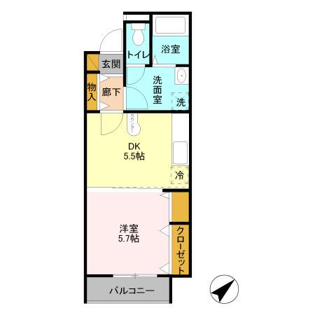 クレール・シャンブル(1DK/1階)の間取り写真