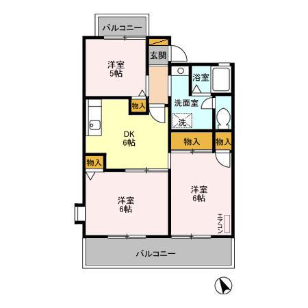 グランドサン壱弐参伍(3DK/1階)の間取り写真