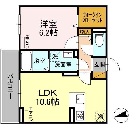 DーROOM弁天3丁目 B(1LDK/2階)の間取り写真