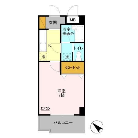 キャトルセゾン(1K/2階)の間取り写真