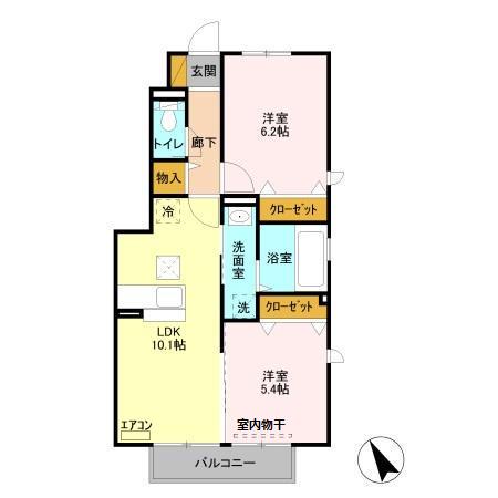 ブリランテ A(2LDK/1階)の間取り写真