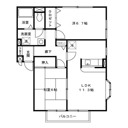 パレアージュ CDEFG(2LDK/2階)の間取り写真