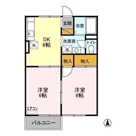 メゾンシエール(2DK/1階)の間取り写真