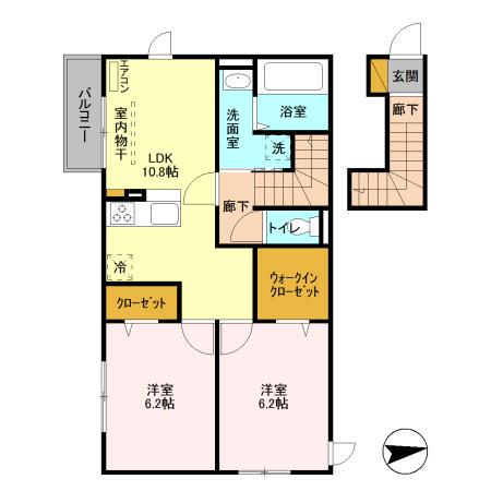 エスペランサA(2LDK/2階)の間取り写真