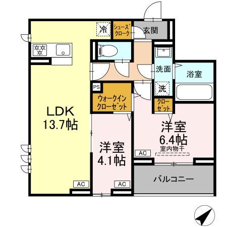 CLASSEUM都賀(2LDK/2階)の間取り写真