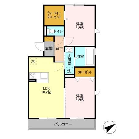 シャインハイツIIIII III(2LDK/3階)の間取り写真